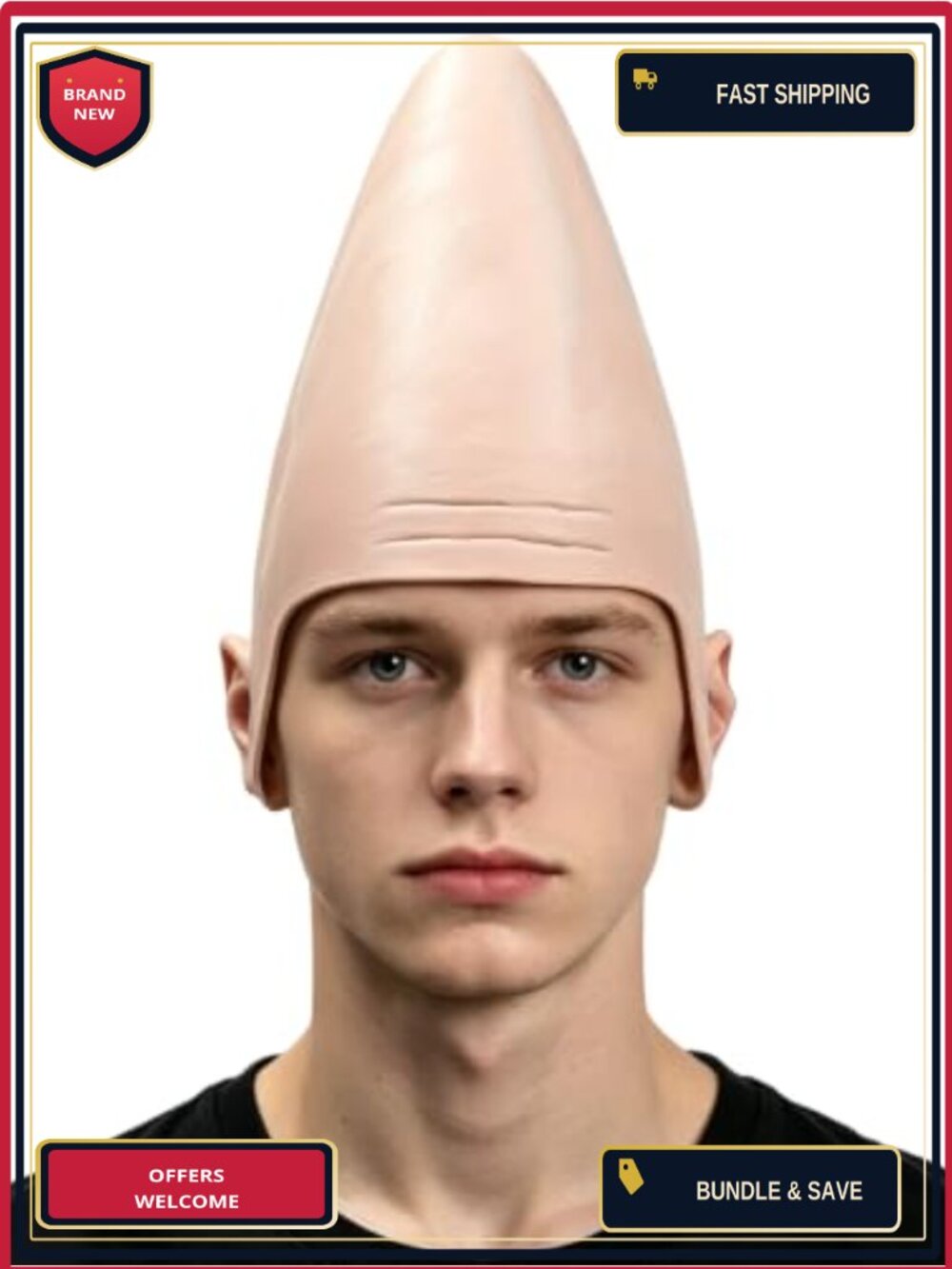 Novelty Bald Cone Hat Egg Headpiece for Halloween Cosplay Dress Up